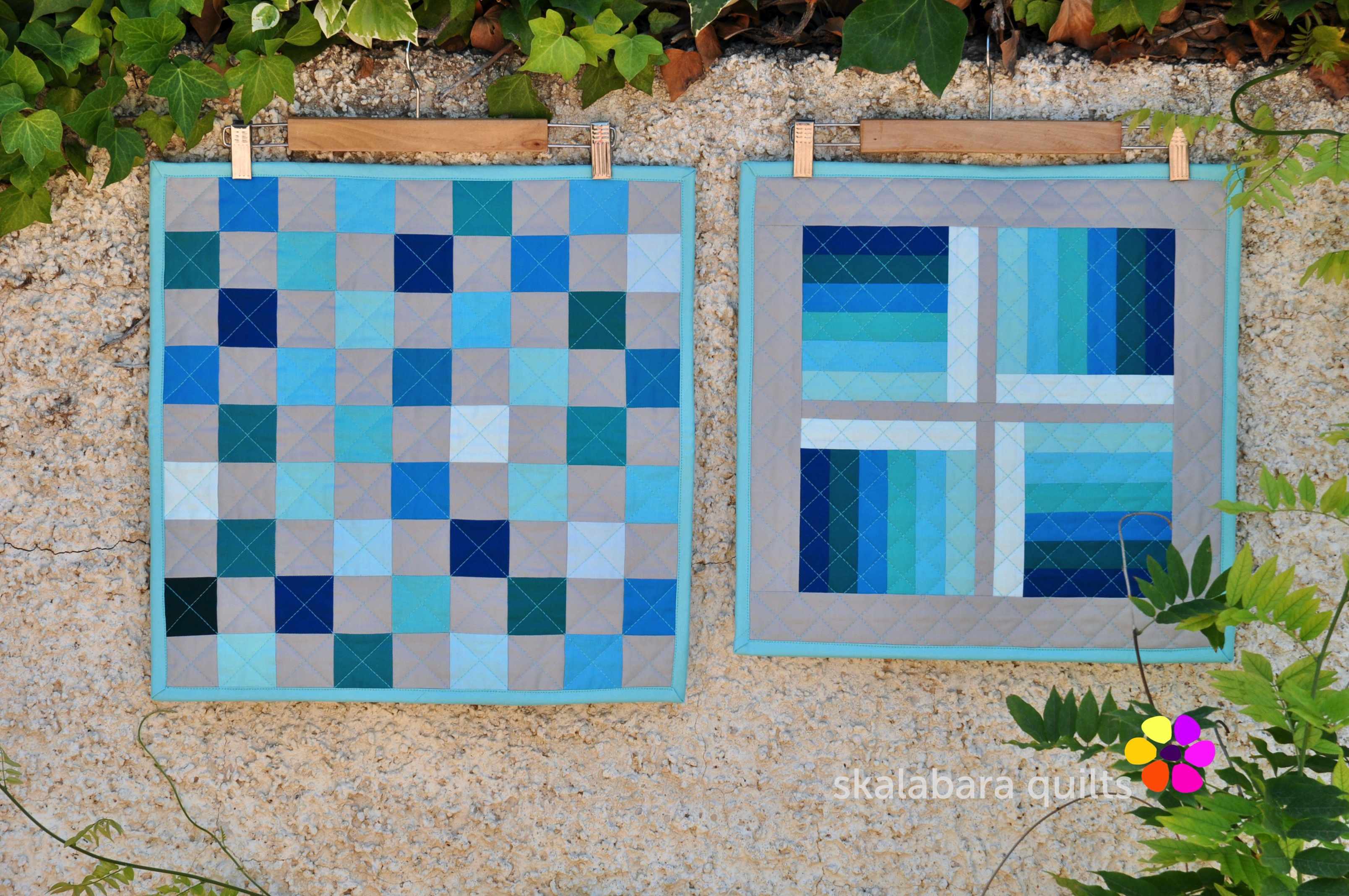 cushion covers in turquoise - skalabara quilts