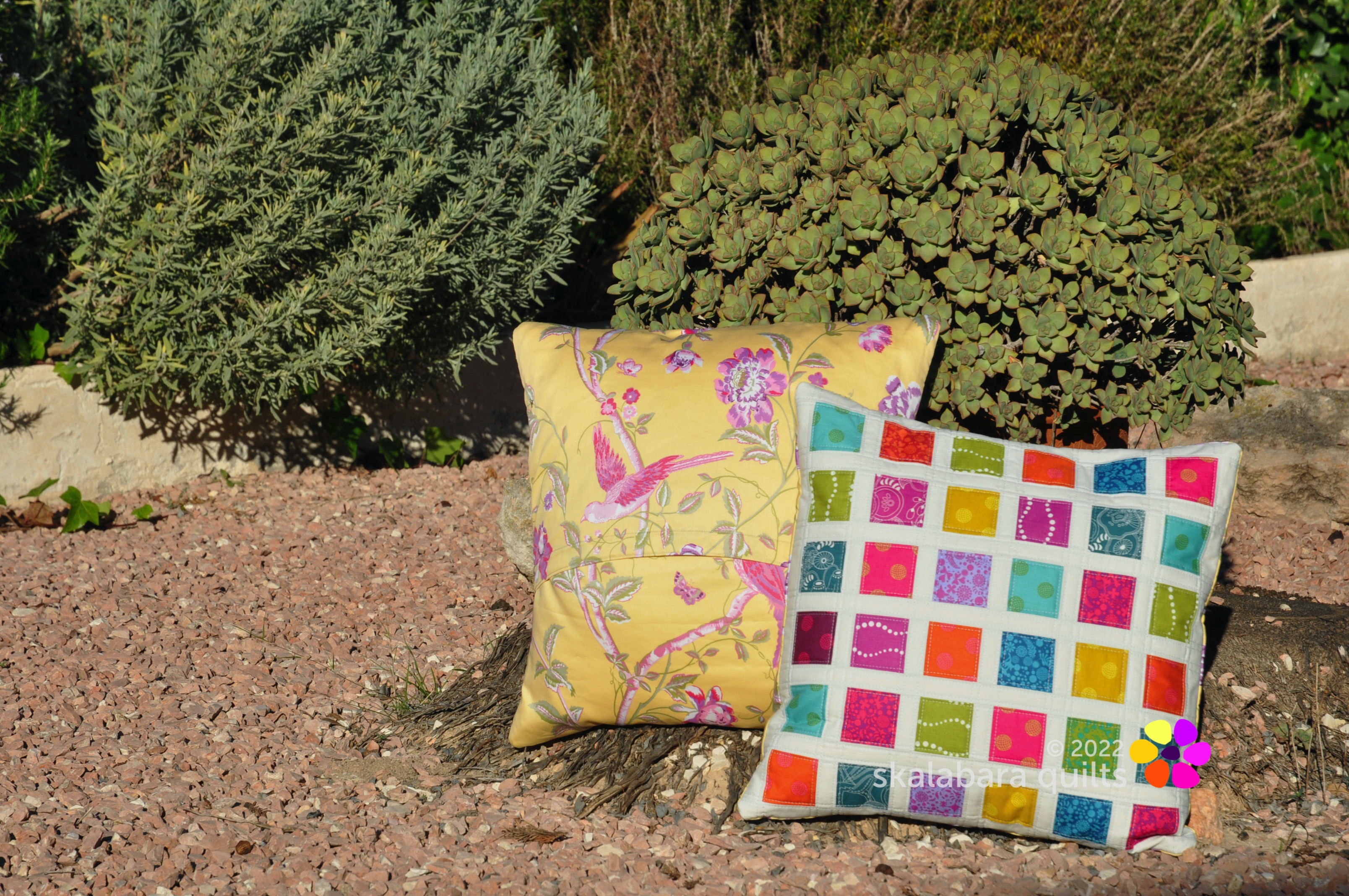 quilted cushion set with sun prints - skalabara quilts
